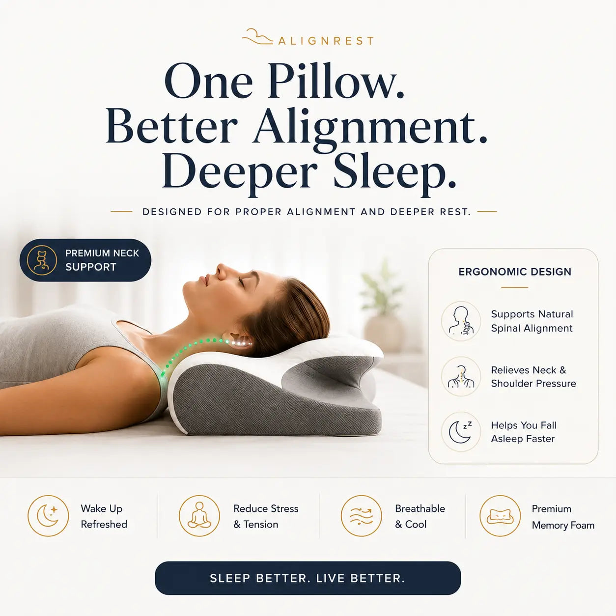 AlignRest™ - Designed to Help Reduce Neck Pressure While You Sleep