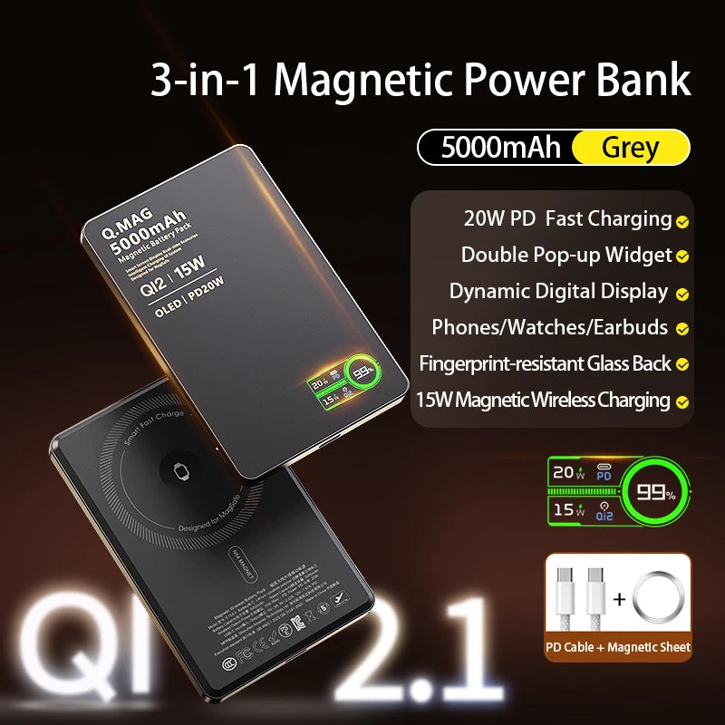 2.1 Magnetic Power Bank Wireless Fast Charger 20W