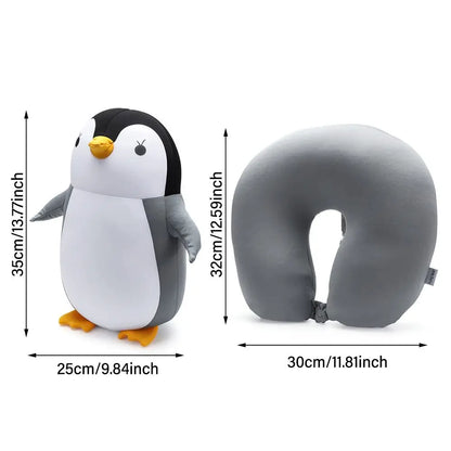 2 in 1 Cute Penguin U Shape Travel Neck Pillow