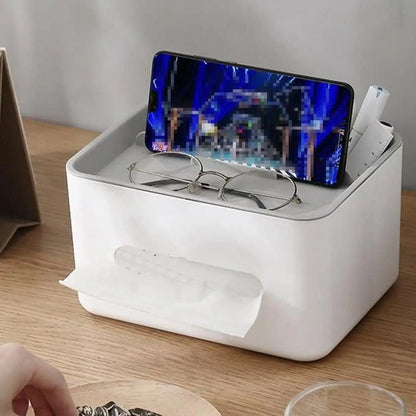 Multifunctional Gray Tissue Storage Box
