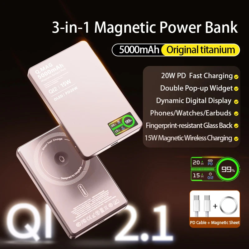 2.1 Magnetic Power Bank Wireless Fast Charger 20W