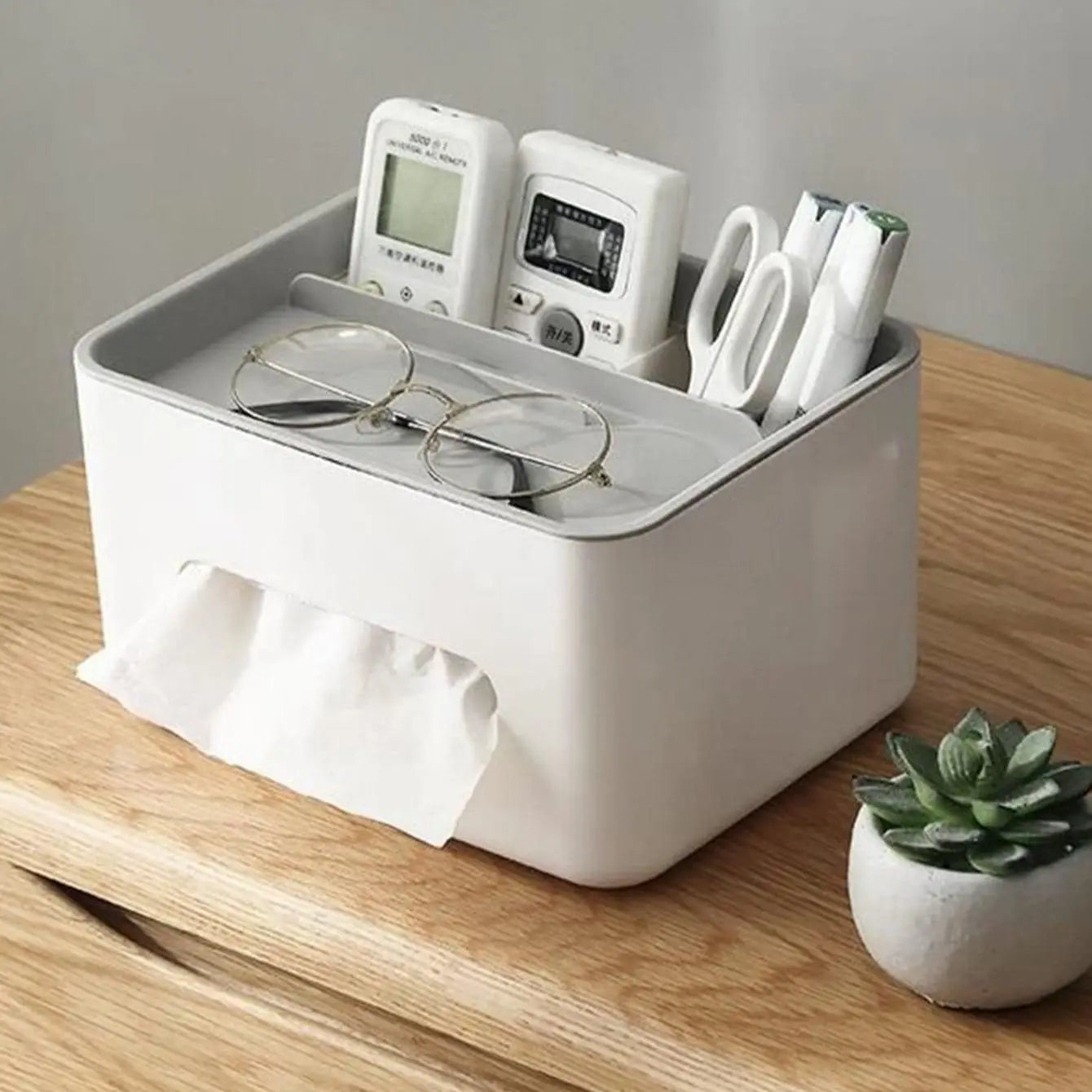 Multifunctional Gray Tissue Storage Box