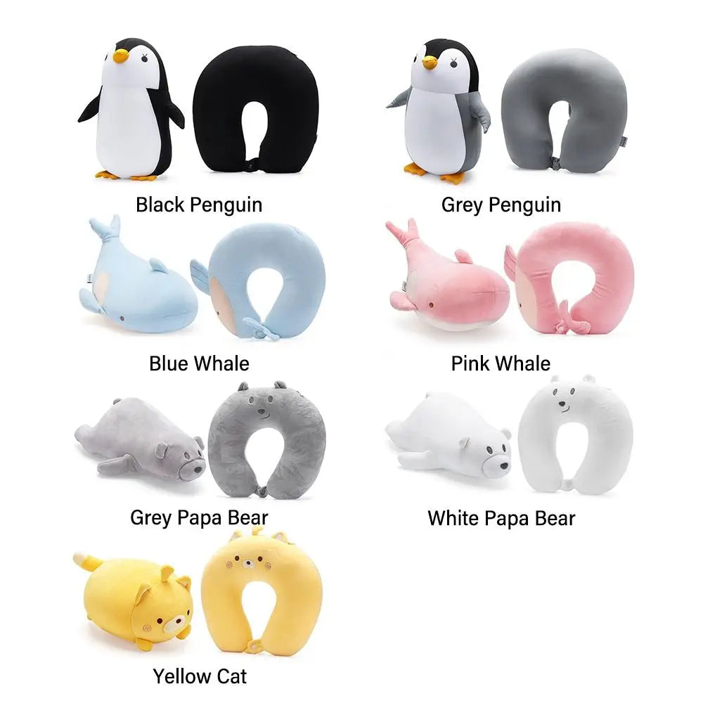 2 in 1 Cute Penguin U Shape Travel Neck Pillow