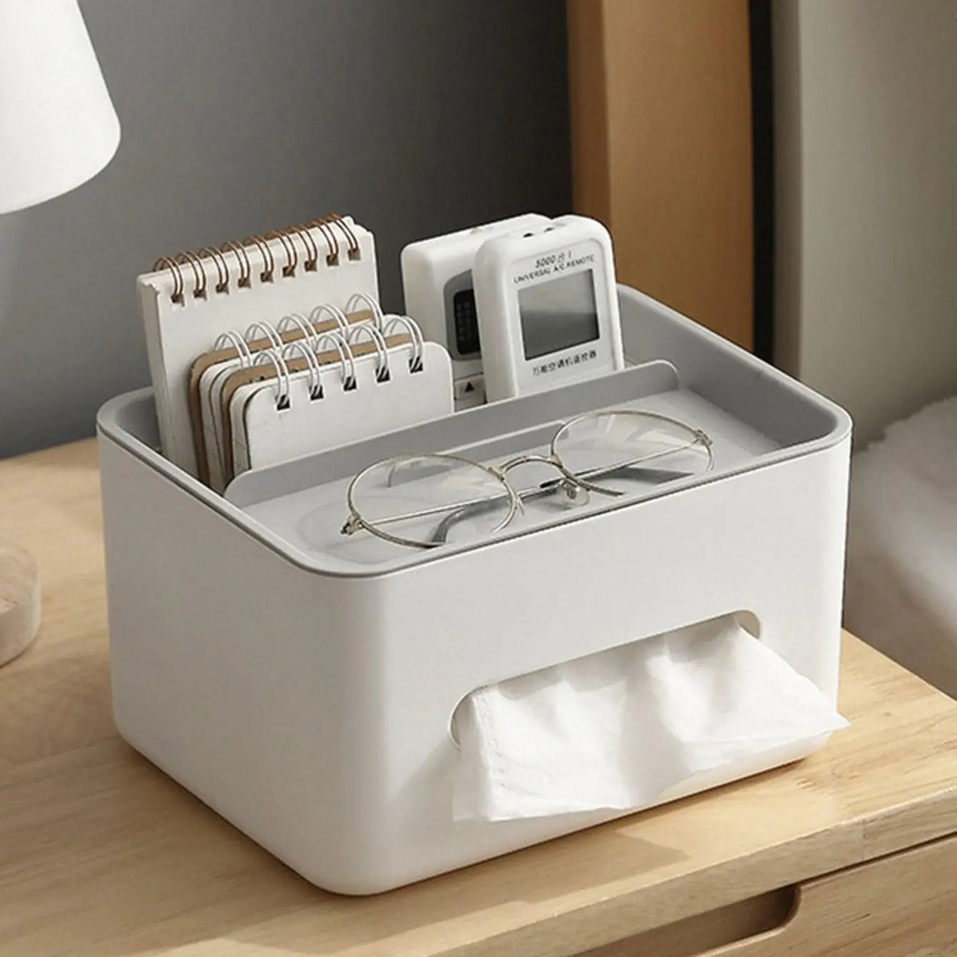 Multifunctional Gray Tissue Storage Box