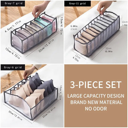 3 Pcs Foldable Underwear Storage Box