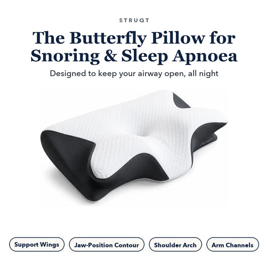 AlignRest™ butterfly pillow for snoring and sleep apnoea, designed to keep your airway open all night